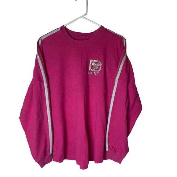 Walt Disney World Spirit Jersey Long Sleeve Shirt Hot Pink Silver Glitter Medium - Picture 2 of 8